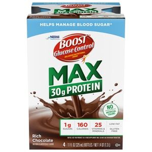 Photo 1 of BOOST Glucose Control Max 30g Protein Nutritional Drink Rich Chocolate 4 - 11 Fl Oz Bottles EXP UNKNOWN 