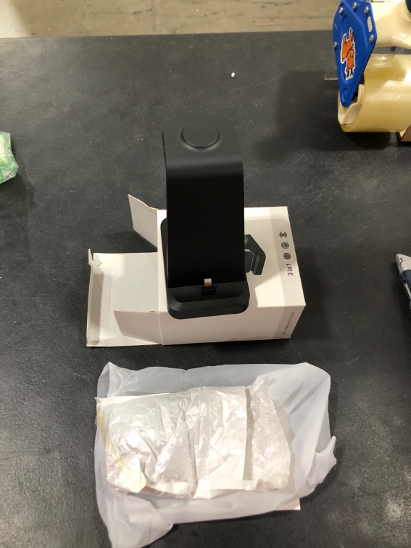 Photo 1 of Charger Station for iPhone Multiple Devices - 3 in 1 Fast Wireless Charging Dock Stand for Apple Watch Series 7 6 SE 5 4 3 2 & Airpods iPhone 14 13 12 11 Pro X Max XS XR 8 7 Plus 6s 6 with Adapter Black