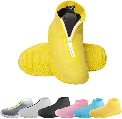 Photo 1 of CHUHUAYUAN Waterproof Silicone Shoe Covers, Reusable Foldable Not-Slip Rain Shoe Covers with Zipper,Shoe Protectors Overshoes Rain Galoshes for Kids,Men and Women(1 Pair) YELLOW LARGE 