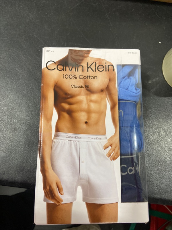 Photo 2 of Calvin Klein Men's Cotton Classics Multipack Knit Boxers Blue Bay, Minnow, Medieval Blue Medium