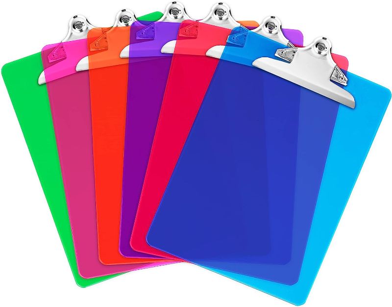 Photo 1 of Plastic Clipboards with Butterfly Clip Set of 6-12.5 x 9 Inch Multi Color Plastic Clipboards Bulk - Clear Clipboards Bulk Classroom Holds 100 Sheets, Acrylic Clipboard Clear 18PCS 