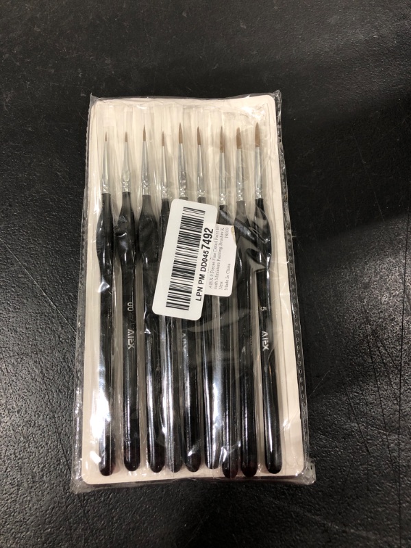 Photo 2 of  Fine Detail Brush Professional Grade and High-Density Non-Slip Acrylic Obsidian-Black Handle,9 Pack,Miniature,Model Painting,Watercolor,Oil,Warhammer 