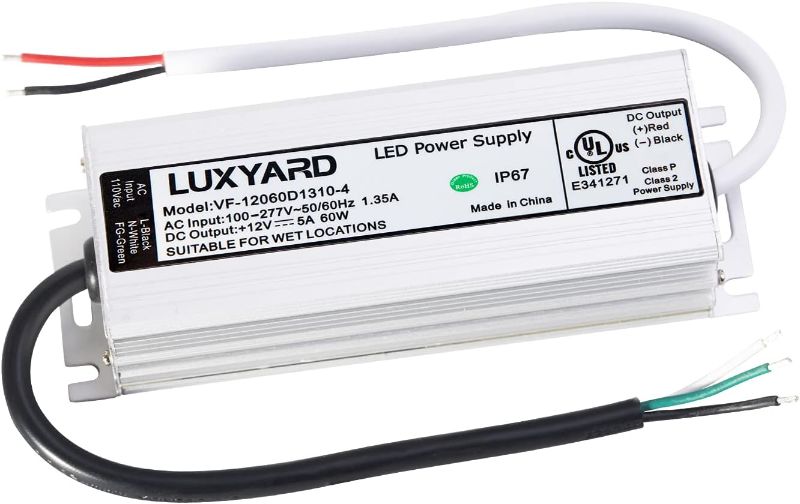 Photo 1 of [UL Listed] LED Driver 12v 60W Waterproof IP67 Class 2 LED Power Supply Transformer 100V-277V AC to 12V DC Low Voltage Output for 12V Constant LED Products (60W-12V) 