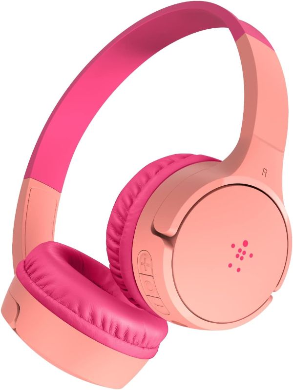 Photo 1 of Belkin SoundForm Mini - Wireless Bluetooth Headphones For Kids with Built In Microphone - On-Ear Earphones for iPhone, iPad, Fire Tablet & more - Pink