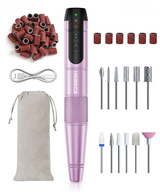 Photo 1 of  Electric Nail Drill Cordless, 12 in 1 Professional Nail File Buffer Drill Machine for Natural Acrylic Gel Nails, Rechargeable Manicure Pedicure Kit Great for Home Use Beginners