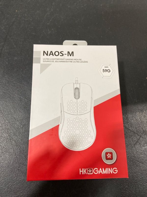 Photo 2 of HK GAMING NAOS M Ultra Lightweight Honeycomb Shell Ambidextrous Wired RGB Gaming Mouse 12 000 cpi | 7 Buttons | 59 g (Naos-M, White) Medium | Naos-M White