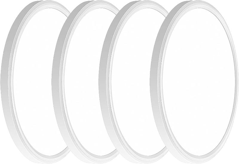 Photo 1 of  4PACK 3200lm LED Flush Mount Ceiling Light, Super Slim 12 inch LED Ceiling Light, 5000K Daylight LED Ceiling Light for Bedroom, Living Room, Dining Room (White, Four Pack)