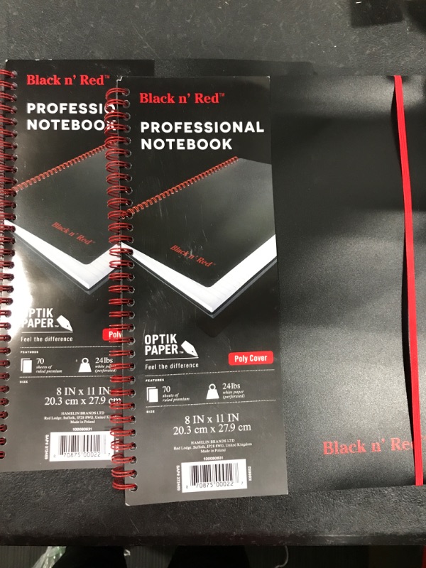 Photo 2 of Black n' Red Notebook, Hardcover, Premium Optik Paper, Scribzee App Compatible, Environmentally Friendly, Durable Spiral Binding, 11" x 8 ", 70 Double-Sided Ruled Sheets, 2 COUNT