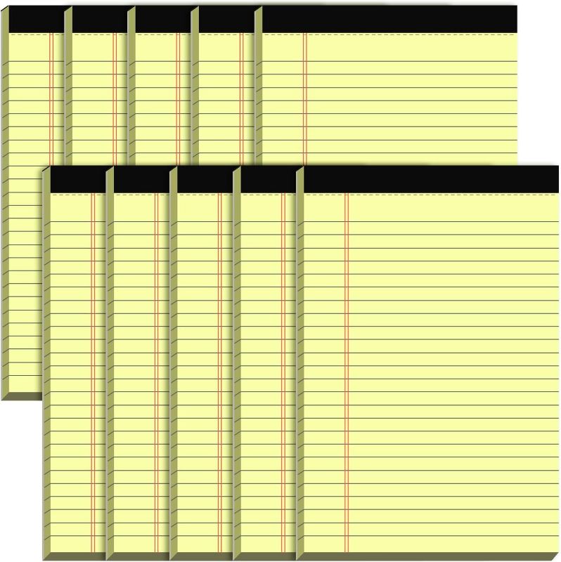 Photo 1 of Yellow Note Pads 5 x 8, College Ruled, 10 Pack, 500 Sheets, Well-Made Legal Pads of Lined Paper, 5'' x 8'' Writing Pads, Narrow Ruled Small Legal Notepads Perforated Notepad Paper Memo Pads for Work