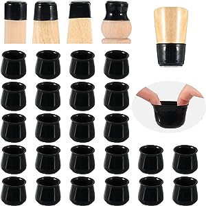 Photo 1 of 24 PCS Chair Leg Floor Protectors with Felt Bottom|Round&Square Silicone Chair Leg Caps for Mute Furniture Moving|High Elastic Chair Leg Covers to Prevent Scratches.(24PCS-Black,Medium) 
