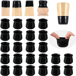 Photo 1 of 24 PCS Chair Leg Floor Protectors with Felt Bottom|Round&Square Silicone Chair Leg Caps for Mute Furniture Moving|High Elastic Chair Leg Covers to Prevent Scratches.(24PCS-Black,Medium)