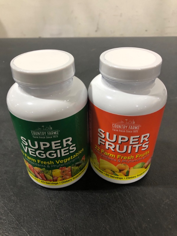 Photo 2 of Country Farms Fruits and Vegetables Supplement, 180 Fruit and 180 Veggie Capsules, Greens and Reds Packed with Superfoods, Powerful Antioxidants, 60 Servings BB 11.25