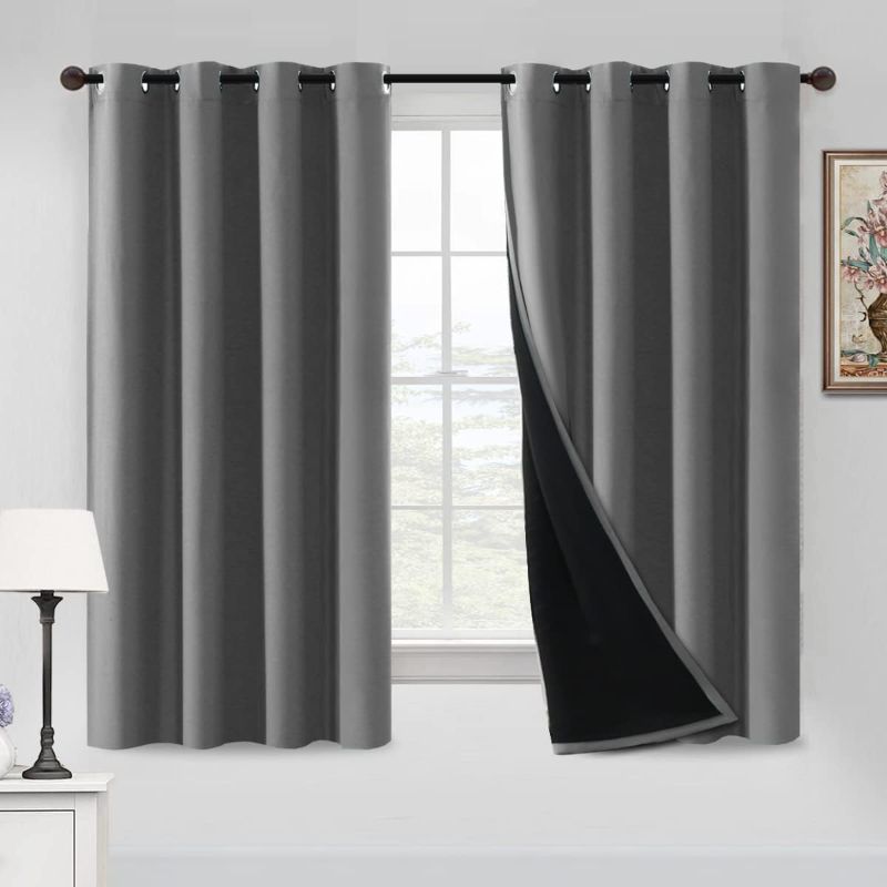 Photo 1 of 100% Blackout Curtains for Bedroom 63 Inches Long Thermal Insulated Lined Curtains for Living Room Double Layer Full Light Blocking Energy Saving Grommet Drapes Draperies, 2 Panels, Grey