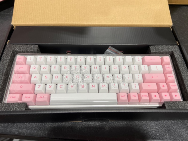 Photo 2 of Akko 3068B Plus Prunus Lannesiana Hot-swappable Mechanical Gaming Keyboard with PBT Keycaps, 2.4G Wireless/Bluetooth/Wired 65 Percent 68-Key RGB Keyboard, Compatible with Mac & Win (Jelly Pink) Jelly Pink Prunus Lannesiana