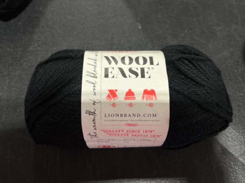 Photo 2 of (1 Skein) Lion Brand Yarn Wool-Ease Yarn, Black 1 Pack Black