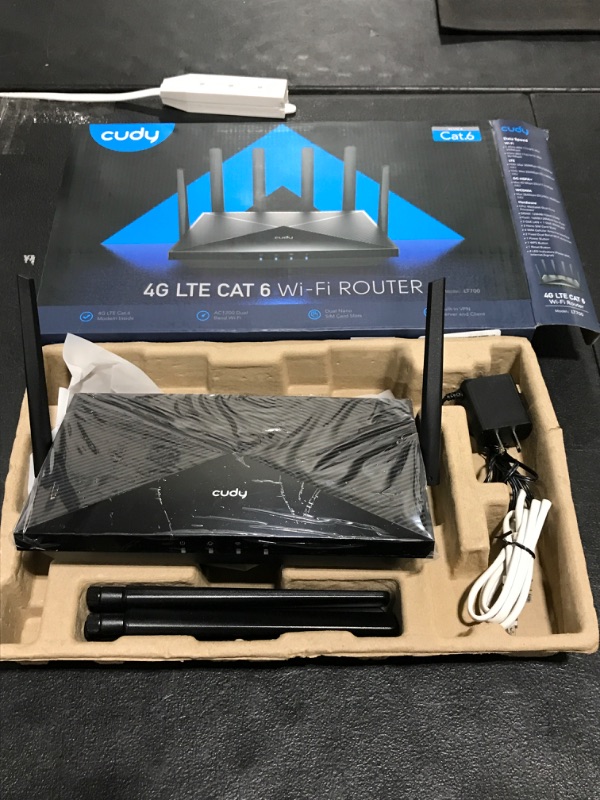 Photo 2 of Cudy 2023 New 4G LTE Cat 6 WiFi Router, Qualcomm Chipset, LTE Modem Router, Dual SIM 4G Cellular Router, AC1200 Dual Band WiFi, 4 Gigabit Ports, OpenVPN, WireGuard, Band Lock, TTL, at Command