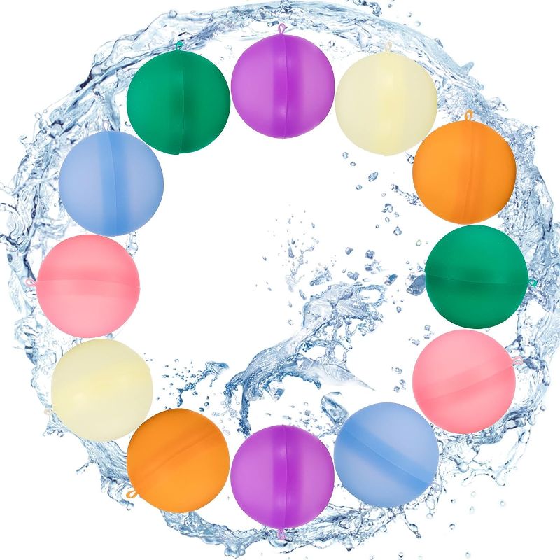 Photo 1 of 12PCS Reusable Water Bomb Balloons, Latex-Free Silicone Water Splash Ball with Mesh Bag, Self-Sealing Water Bomb for Kids Adults Outdoor Activities Water Games Toy Summer Fun Party Supplies

