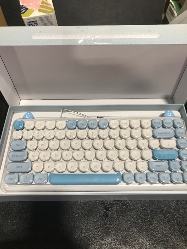 Photo 2 of iQunix M80 Purry Cat Wireless Mechanical Keyboard, Wireless/Wired USB Rechargeable Bluetooth Keyboard 84 Keys Kailh Blue Switches with White LED Backlit for Windows/Mac/Android/iOS Persian Kailh Blue Switch