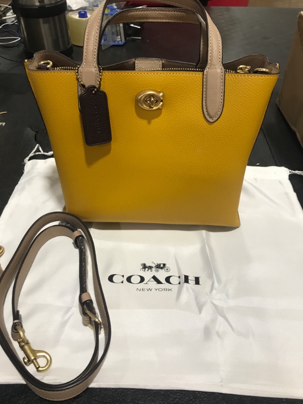 Photo 2 of COACH Color-Block Leather Willow Tote 24 One Size Yellow Gold Multi PLEASE READ NOTES