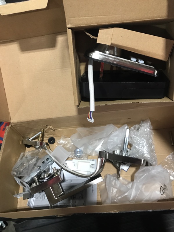 Photo 1 of Keyless Entry Door Lock with Handle, HuTools Keypad Door Lock Handle Set, Electronic Deadbolt Lock, Auto Lock, 1 Touch Locking, 20 User Codes, Back Lit, Easy to Install, Satin Nickel