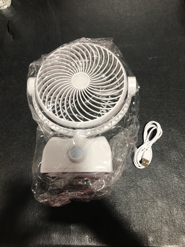 Photo 1 of Oscillating Desk Fan, Table Fan Rechargeable 10000mAh Battery Powered, Small Quiet Desk Fan with Continuously Variable Speed Control, Adjustable Tilt Oscillating Fan for Indoors, Office, White