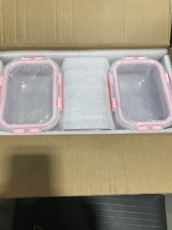 Photo 2 of 12 Pack -12 Ounce Glass Food Storage Containers with Lids Airtight, Small Meal Prep Containers Set, Microwave, Dishwasher Safe, Leak-Proof, BPA-Free, Clear/Pink Pink Set of 12