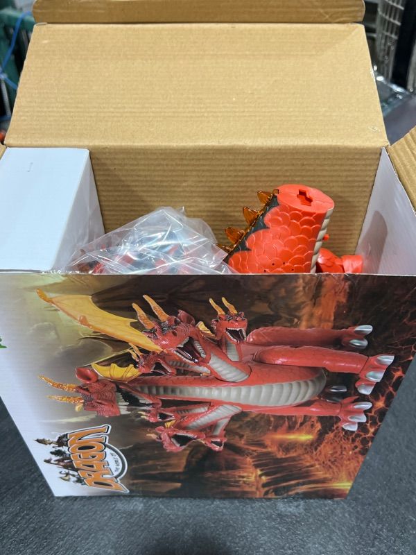 Photo 2 of FUN LITTLE TOYS 10" Robo Alive Dragon Toys for Boys, Orange 7 Headed Dragons with Light and Sound DreamWorks Mechanical Action Figure Dinosaur Electronic Pets Kids Birthday Party Supplies Decorations