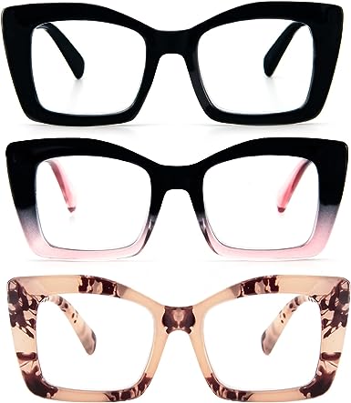 Photo 1 of DXYXYO Oversized Reading Glasses for Women Blue Light Blocking Stylish Readers Round with Spring Hinge