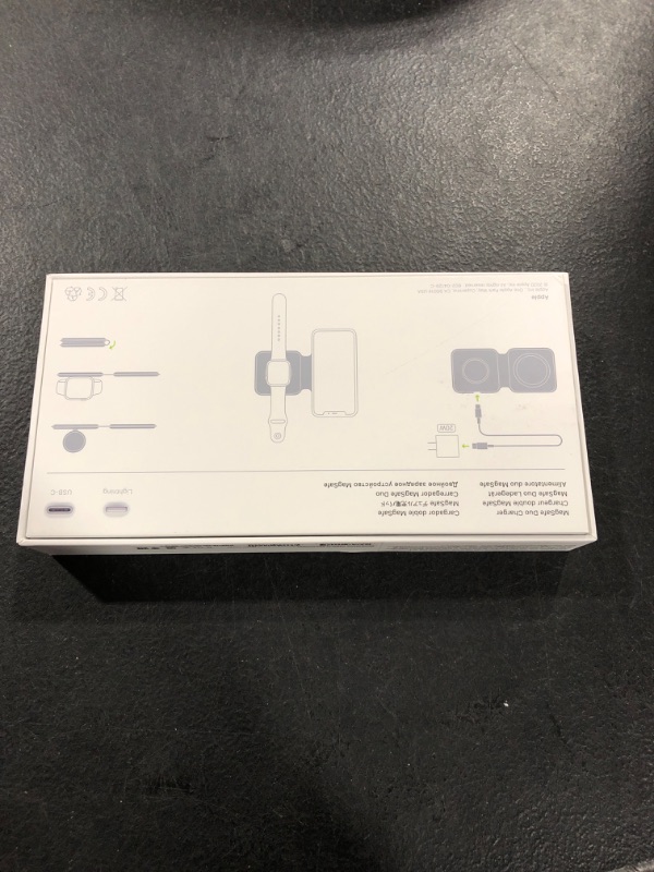 Photo 1 of Apple MagSafe Duo - Wireless Charger with Fast Charging Capability, Type C Wall Charger, Compatible with iPhone, AirPods and Watch---unable to test--used