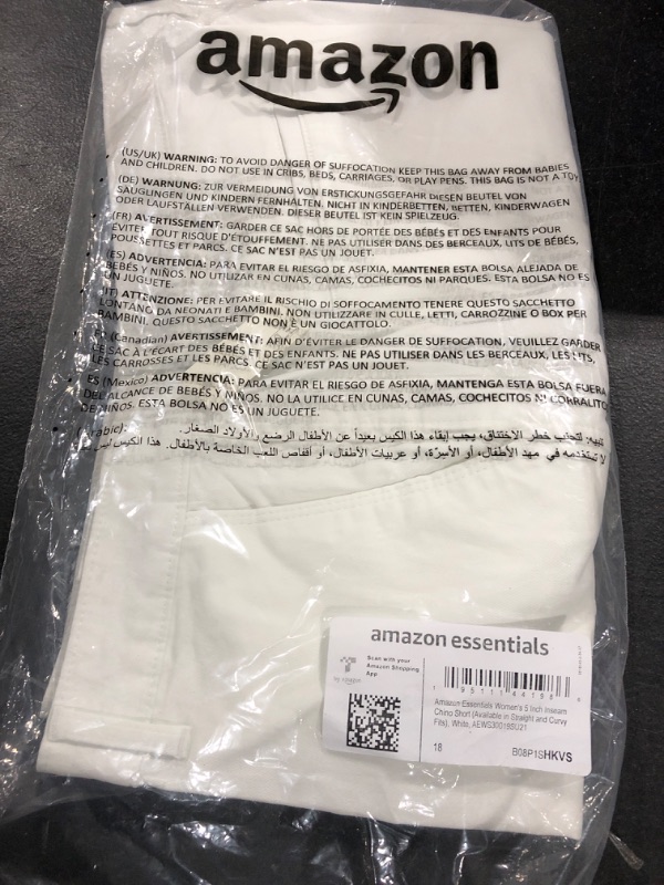 Photo 1 of Amazon Essentials Women's 5" Inseam Chino Short (Available in Straight and Curvy Fits) Straight White 18