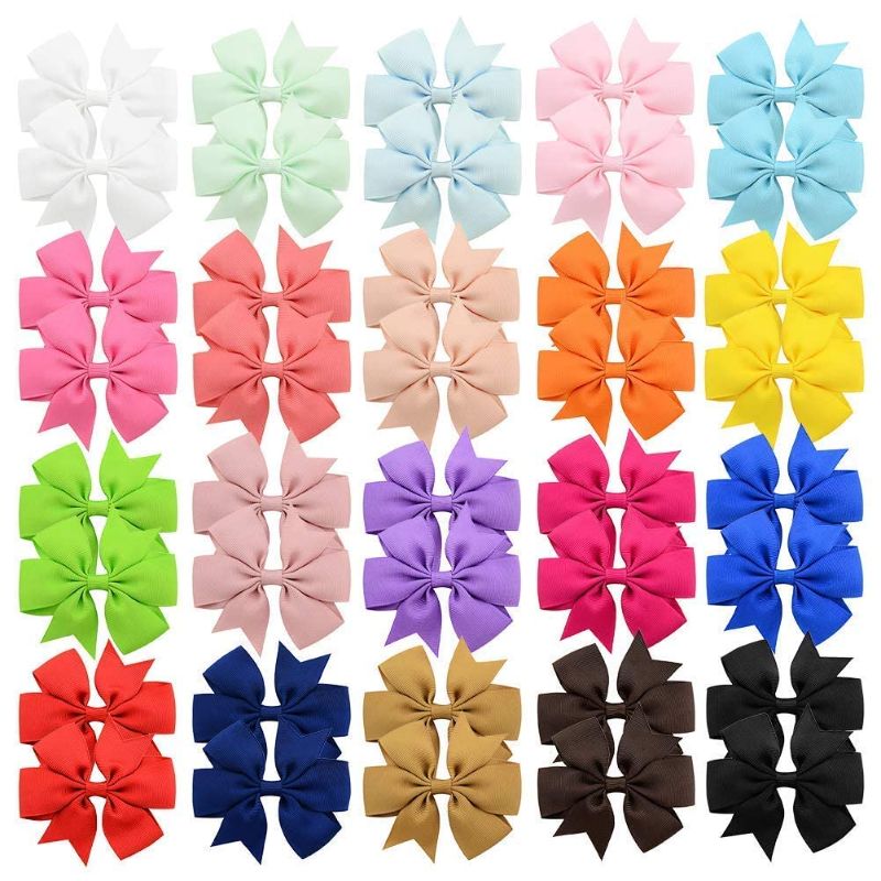 Photo 1 of 40PCS 3 Inch Hair Bows for Girls Grosgrain Ribbon Toddler Hair Accessories with Alligator Clip Bow for Toddler Girls Baby Kids Teens In Pairs
