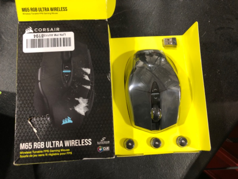 Photo 2 of Corsair M65 RGB Ultra Wireless, Tunable FPS Wireless Gaming Mouse, Black Black RGB Ultra Wireless