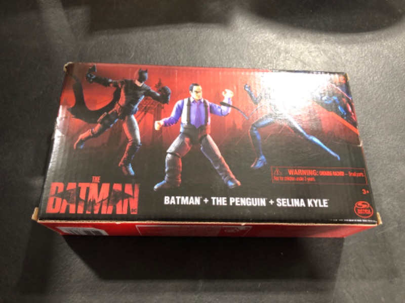 Photo 2 of DC Comics, Batman 3-Pack with Exclusive 4” Batman, Selina Kyle, The Penguin Action Figures, 3 Accessories, Batman Movie Kids Toys (Amazon Exclusive) Figures 3-pack