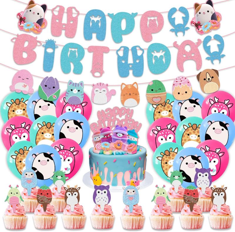 Photo 1 of ????????????? ????? Squad Themed Birhthday Party Supplies for Girls Party Decorations Set for Kids and Boys Party Favors Included Banner Balloons Cake Cupcake Toppers 