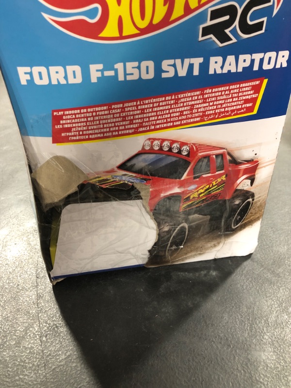 Photo 3 of ?Hot Wheels Remote Control Truck, Red Ford F-150 RC Vehicle With Full-Function Remote Control, Large Wheels & High-Performance Engine, 2.4 GHz With Range of 65 Feet HW FORD TRUCK RC---MINOR BOX DAMAGE 