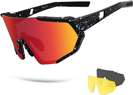 Photo 1 of BangLong Cycling Polarized Sports Sunglasses for Men Women with 3 Interchangeable Lens Sports Golf Baseball Running Glasses
