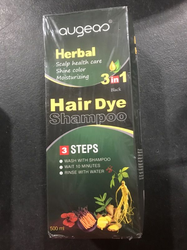 Photo 2 of 2 X Augeas Herbal 3 In 1 Hair Dye Shampoo 500ml (Black)