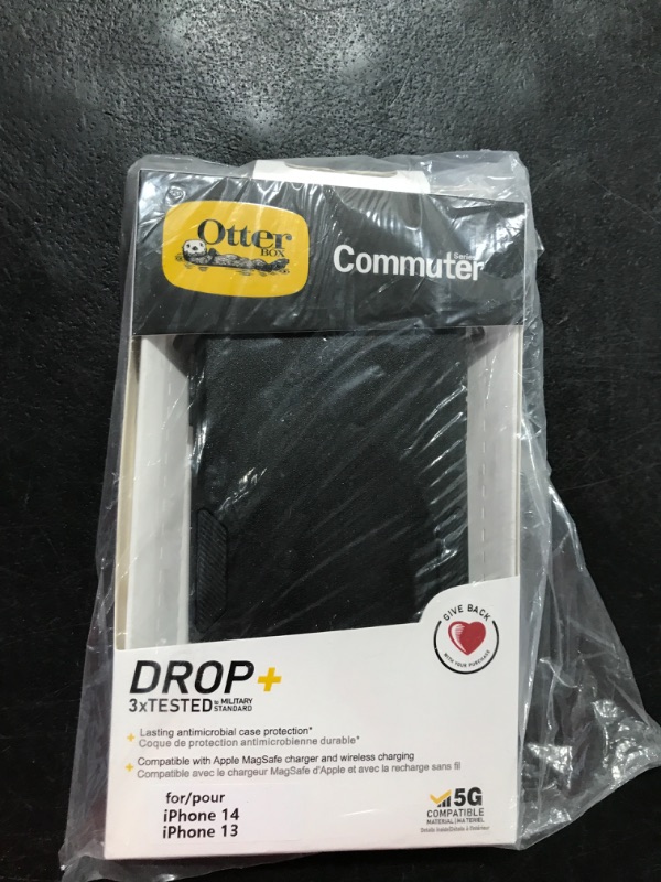 Photo 2 of OtterBox iPhone 14 & iPhone 13 Commuter Series Case - BLACK , slim & tough, pocket-friendly, with port protection Commuter Series
