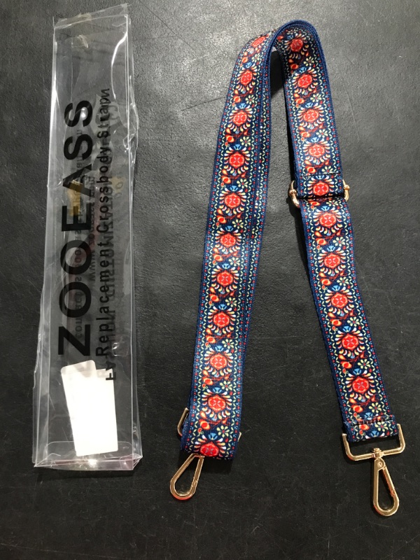 Photo 2 of  Replacement Canvas Purse Strap - 1.5" Wide 28"-50" Adjustable Length Handbag Purse Strap Guitar Style Multicolor Canvas Replacement Strap Crossbody Strap, With Metal Buckles