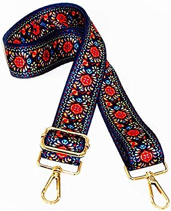 Photo 1 of  Replacement Canvas Purse Strap - 1.5" Wide 28"-50" Adjustable Length Handbag Purse Strap Guitar Style Multicolor Canvas Replacement Strap Crossbody Strap, With Metal Buckles