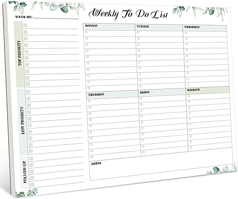 Photo 1 of Weekly TO DO List Notepad, Undated 52 Page Weekly Task Planner Pad with Checklist Tear Off-Leaves