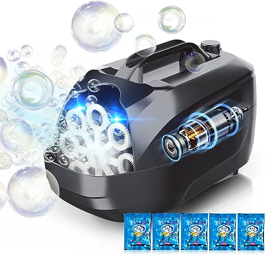 Photo 1 of Bubble Machine Automatic Bubble Blower, 5000+ Bubbles Per Minute Portable Bubble Maker for Kids 2 Speed Levels, Toy for Outdoor/Indoor Party Birthday (Black)