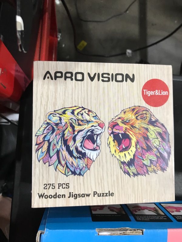 Photo 2 of Apro Vision Wooden Jigsaw Puzzles for Adults and Kids,15x8in 289 Pieces,Animal Shaped Tiger&Lion Puzzle,Fun Gift for Family and Friends,Wooden Puzzle for Adults