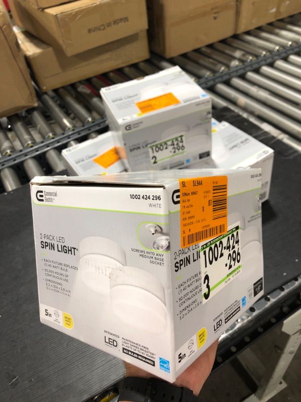 Photo 2 of Commercial Electric 2 Pack 5" 50 Watt Equivalent White Integrated LED Flushmount