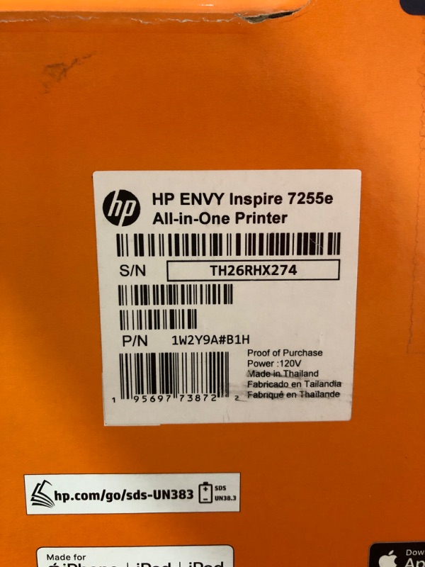 Photo 1 of HP ENVY Inspire 7255e All-in-One Printer 