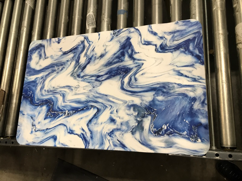 Photo 1 of 31 X 19 INCH WHITE BLUE MARBLE BATH MAT  