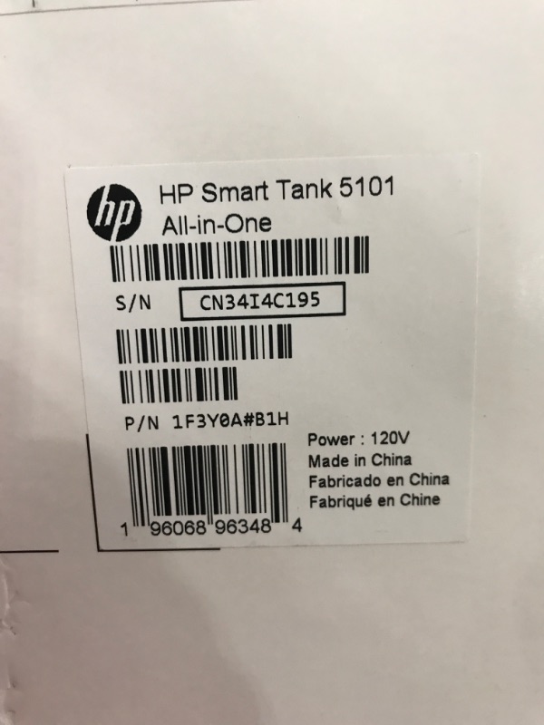 Photo 5 of HP Smart-Tank 5101 Wireless All-in-One Ink-Tank Printer with up to 2 Years of Ink Included (1F3Y0A),White