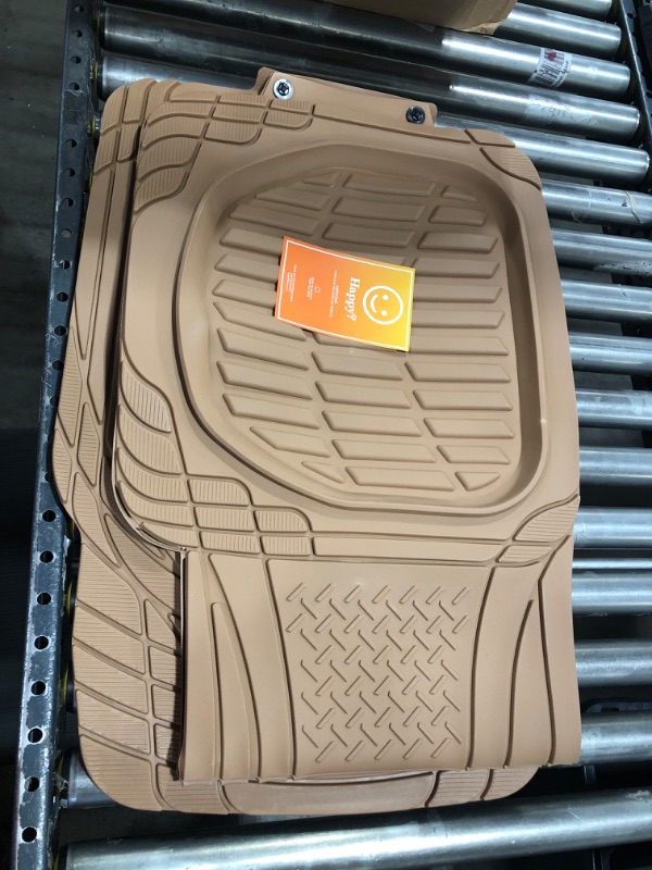 Photo 1 of Beige Heavy Duty Front & Rear Rubber Floor Mats Universal Liners for Car SUV Van & Truck, All Weather Protection with Anti-Slip Nibs, Fit Contours of Most Vehicles 923-BG