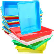 Photo 1 of 40 Pcs Plastic Art Trays Stackable Art Trays for Kids Plastic Trays Small Trays Craft Tray Kid Activity Plastic Tray for DIY Projects Painting Beads Home School, 5 Colors (11 x 8.3 x 1.2 Inch)
