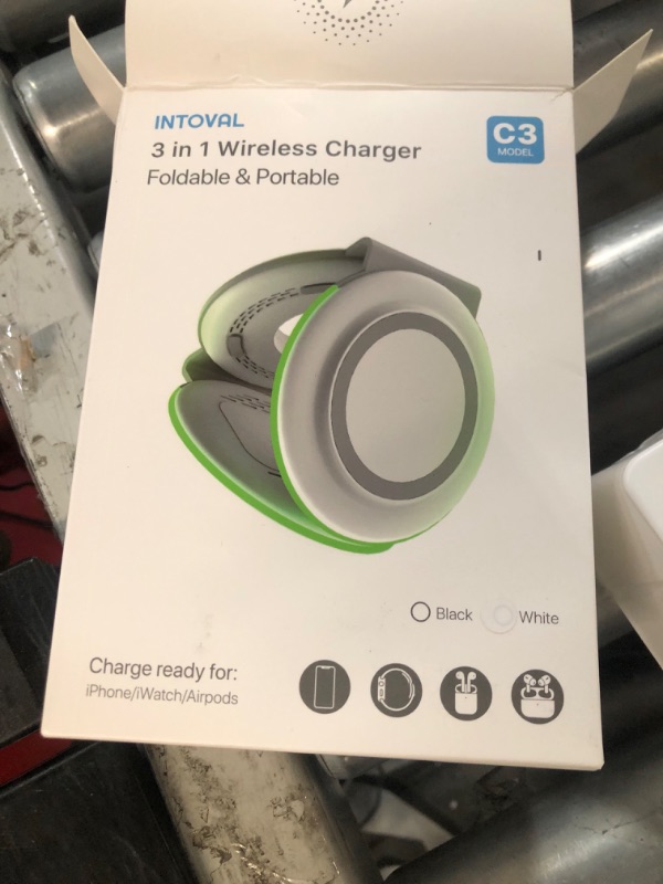 Photo 1 of Intoval Portable 3in1 Wireless Charger for Apple iPhone, Watch, and Airpods, Fast Charging Station for Travel, Compatible with iPhone 15 Series, Apple Watch 9, AirPods Pro 2 ect. (C3, White)